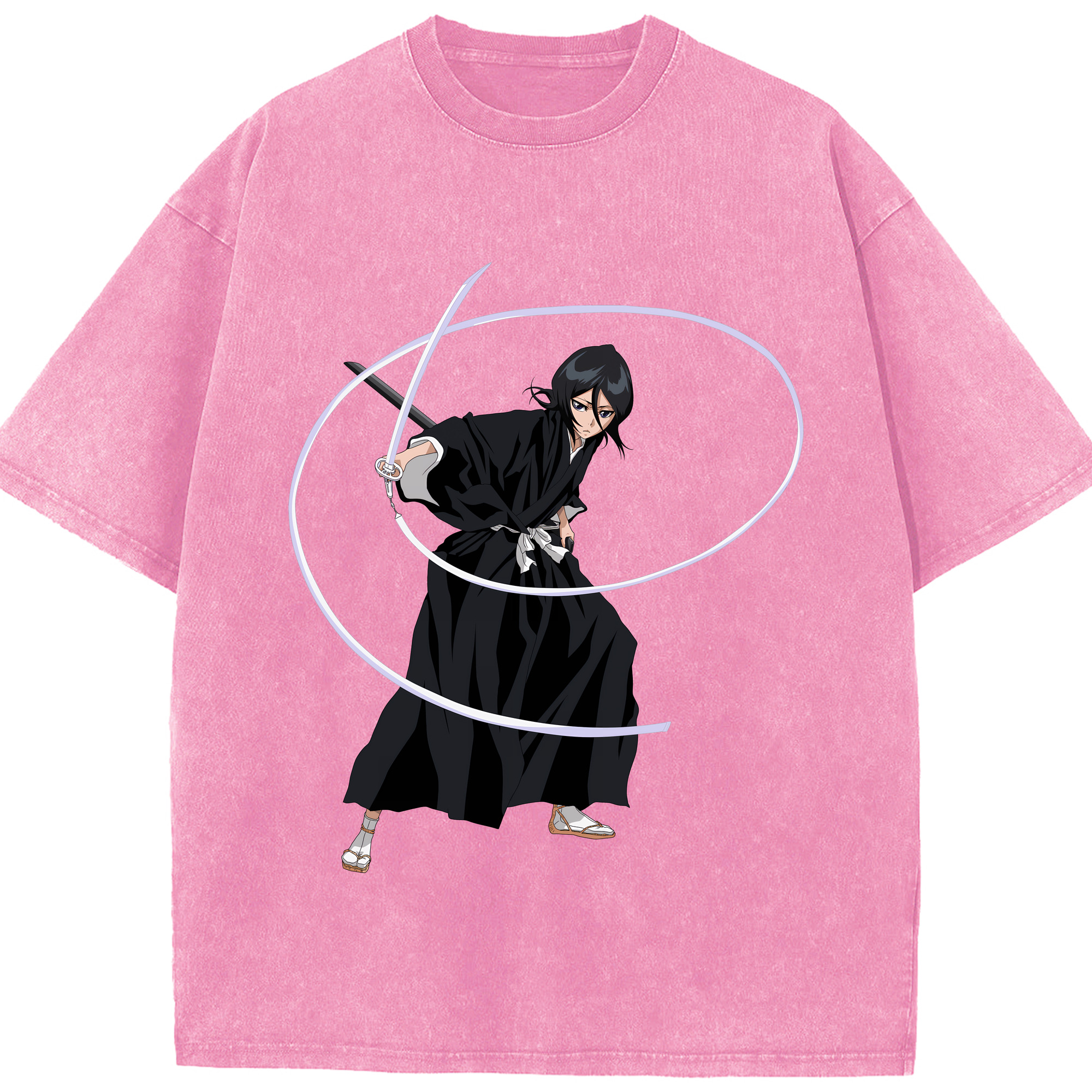 （画像用） ブリーチ 朽木ルキア BLEACH Kuchiki Rukia 綿100% ヴィンテージ風 半袖Tシャツ（フロントプリント）